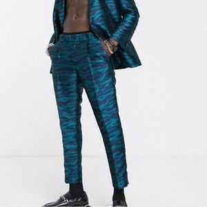 ASOS Men's Jacquard Tiger Print Slim Crop Pants 34